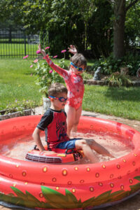 Tommy and Olivia in the Pool
