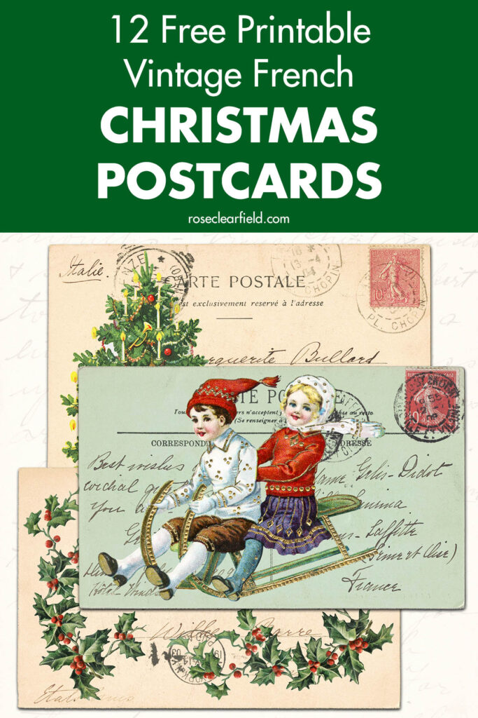 12 Free Printable Vintage French Christmas Postcards