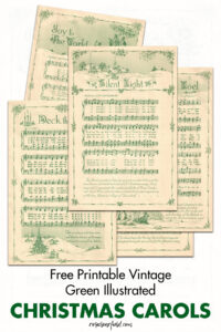 Free Printable Vintage Green Illustrated Christmas Carols